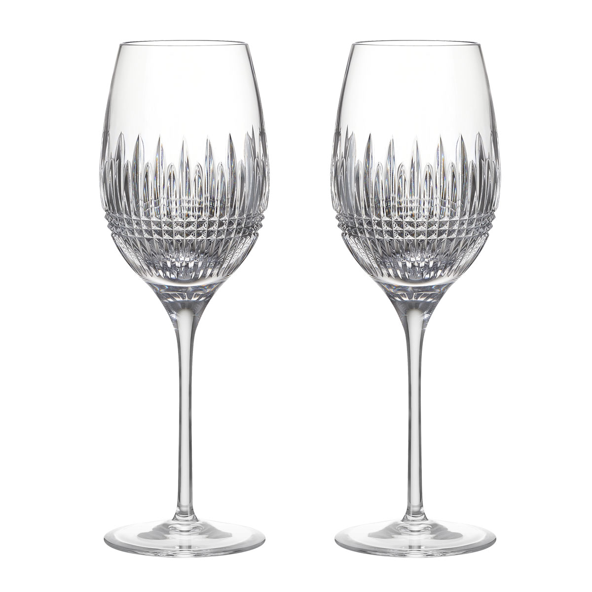 Waterford Lismore Diamond White Wine Medium Glasses, Pair